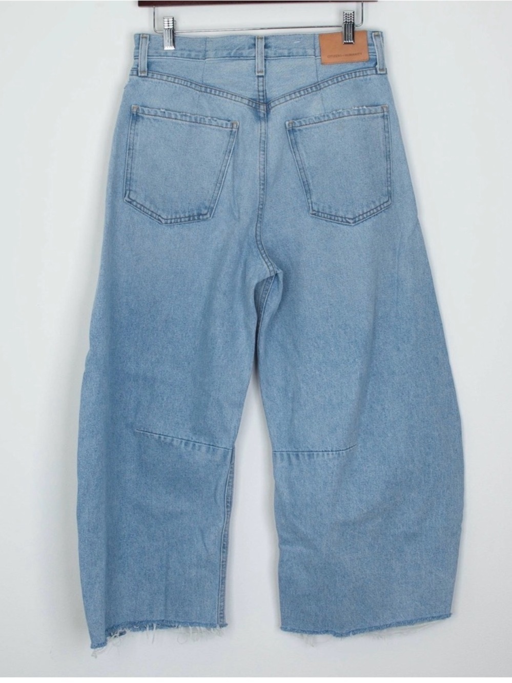Light Wash Wide Leg Distressed Denim Culottes - Picture 4 of 4